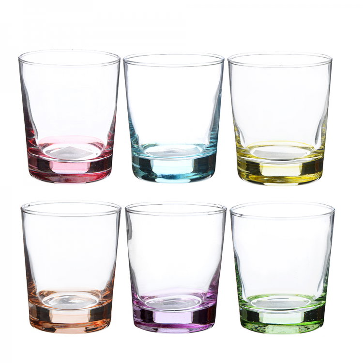 Набор стаканов 6шт с дном из цветного стекла