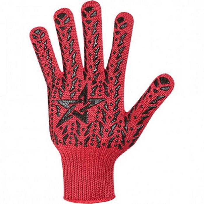 Перчатки "Звезда Долони" с ПВХ красные