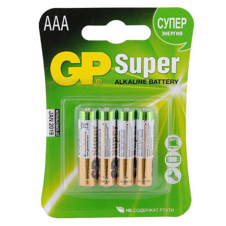 Батарейка алкалиновая GP Super 24А/тип ААА (4шт. в блистере)