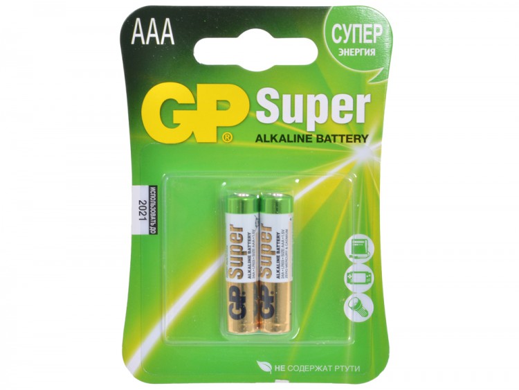 Батарейка алкалиновая GP Super 24А/тип ААА (2шт. в блистере)