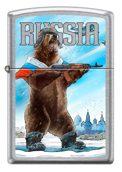 Зажигалка ZIPPO Русский медведь с покрытием Street Chrome 36x12x56 мм(207)