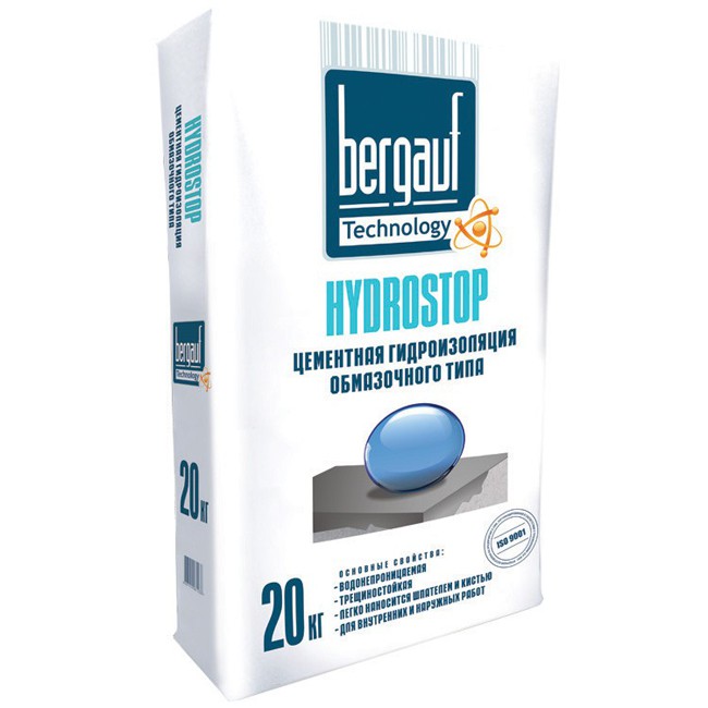 Гидроизоляция цементная Обмазочного типа "Bergauf" HYDROSTOP 20 кг