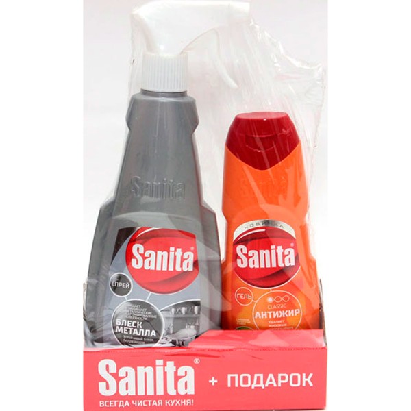 Средство чистящее Sanita спрей блеск металла+Sanita антижир
