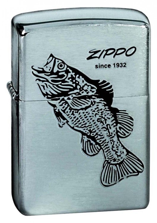 Зажигалка ZIPPO Black Bass, с покрытием Brushed Chrome,36x12x56 мм(200)