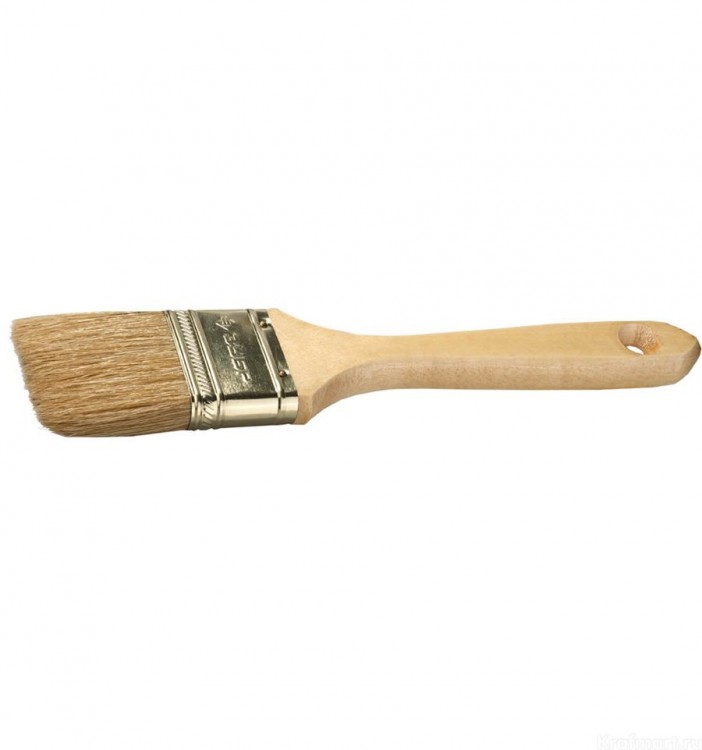 Кисть плоская "Бабкины кисти" нат.светлая щетина, деревянная ручка, 40мм (арт.888-040)