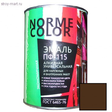 Эмаль ПФ-115 "NORME COLOR" коричневая (ГОСТ 6465-76) 0,9 кг