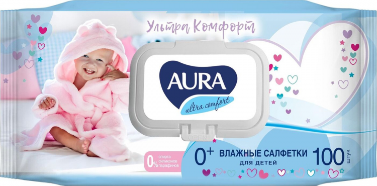 Салфетки влажные Aura Ultra comfort (100in)