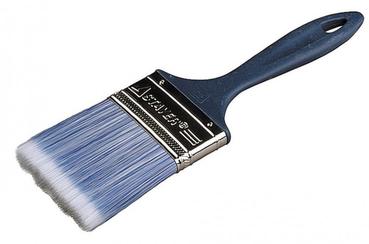 Кисть плоская "Веселые нотки" светлая щетина, синяя пластм.ручка, 25 мм "РЕ" (арт.700-025)