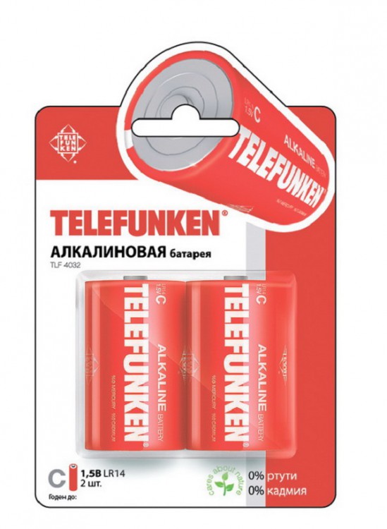 Батарейка алкалиновая  тип АА, "TELEFUNKEN",  ХЕНКЕЛЬ ( 2 шт. на блистере) в шоу-боксе