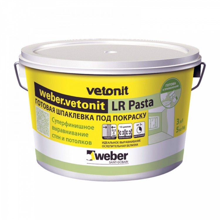 Шпатлёвка готовая под покраску суперфинишная WEBER VETONIT LR Pasta 5 кг