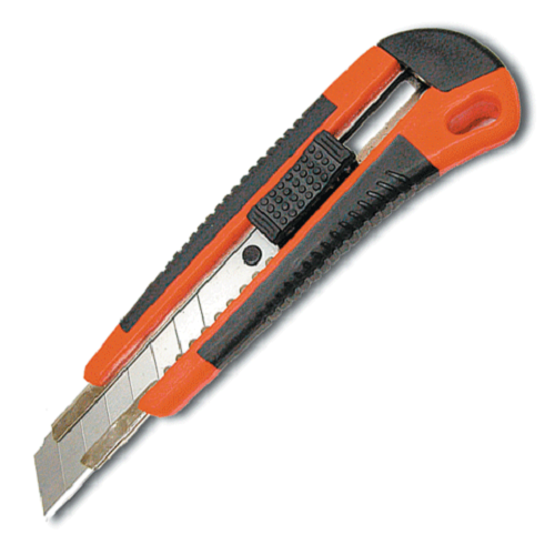 Нож с автофиксатором "КЕДР" 18мм обрезиненная ручка (031-0919)