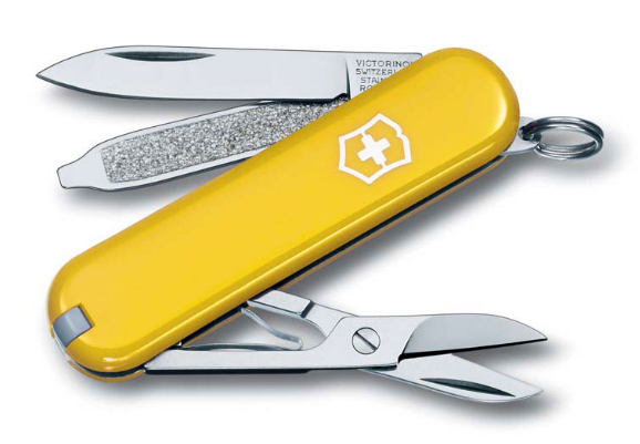 Нож-брелок VICTORINOX Classic SD, 58 мм, 7 функций, жёлтый(0.6223.8)