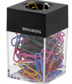 Скрепочница магнитная BRAUBERG со 100 цветными скрепками 28 мм,228401